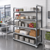 Thumbnail image #2 for Cambro Camshelving Elements XTRA 24 x 48 x 84 Inch 5-Tier Vented Stationary Add-On Polymer Shelving Unit, Speckled Gray