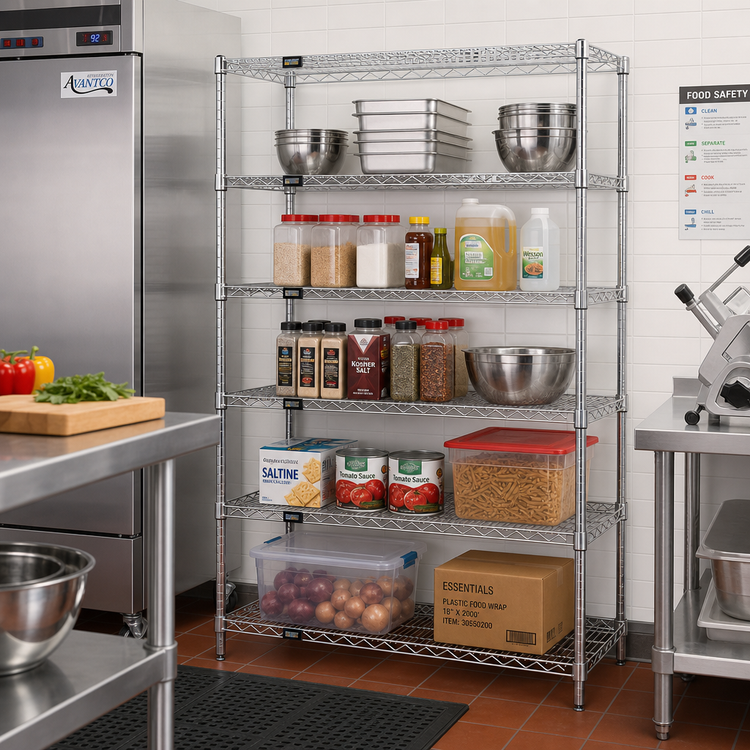 Product image #2 for Quantum Chrome Plated Wire Shelving Starter Kit, 72 x 21 x 86 Inches, 5 Shelves