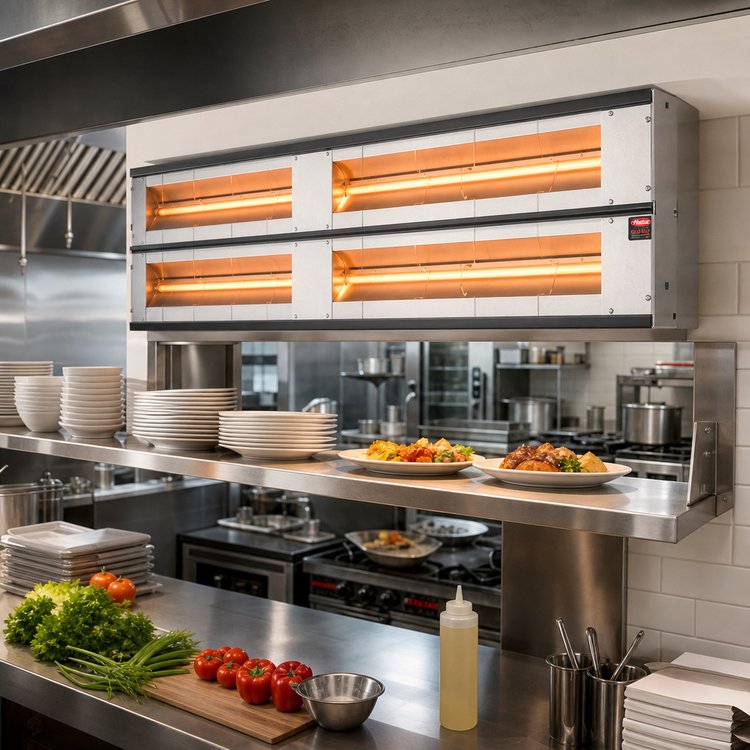 Product image #2 for Hatco Glo-Ray Max Watt Lighted Dual Infrared Strip Heater, 24 Inch Wide, Aluminum, 3-Inch Spacer