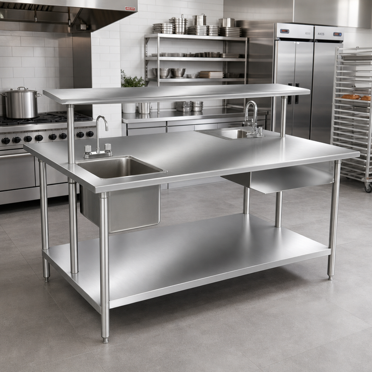 Product image #2 for Advance Tabco 84" x 48" 14-Gauge 304 Stainless Steel Flat Top Work Table