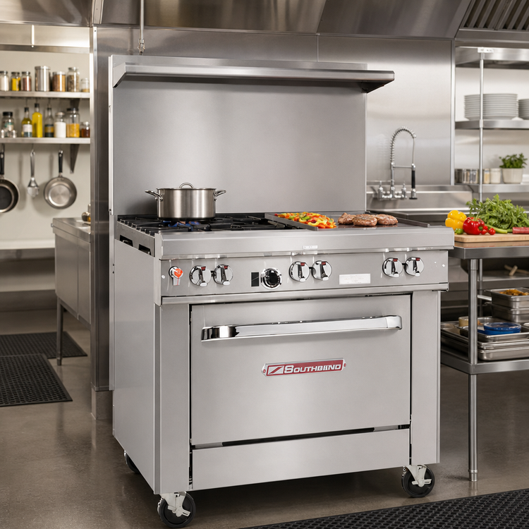 Product image #2 for Southbend Ultimate 36-Inch Gas Restaurant Range with 2 Non-Clog Burners, 24-Inch Griddle, and Convection Oven