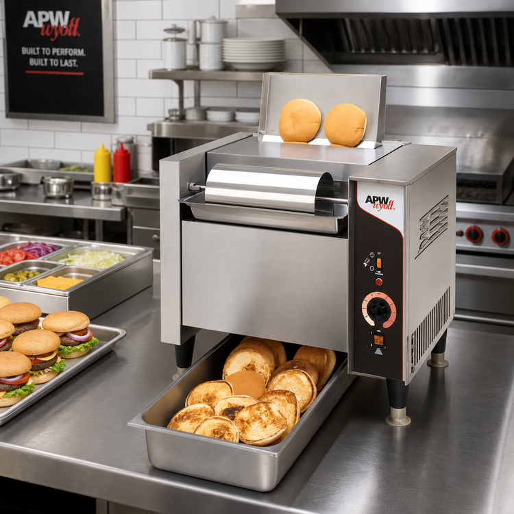 Product image #2 for APW Wyott M-95-2 Electric Countertop Vertical Conveyor Bun Grill Toaster