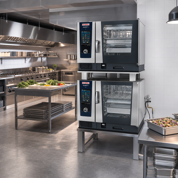 Product image #2 for RATIONAL iCombi Pro Double Stack 6-Full Size Liquid Propane Combi Oven Package, 208/240V, 1-Phase