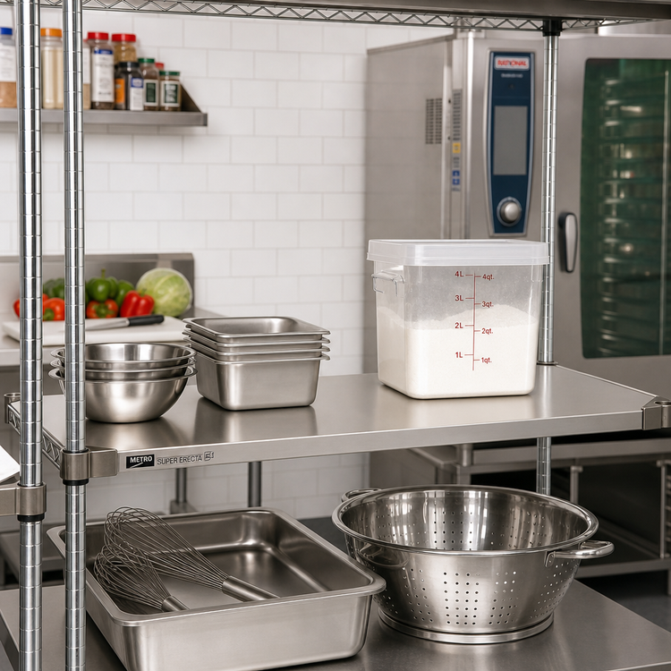 Product image #2 for Metro Super Erecta Solid Type 304 Stainless Steel Shelf, 42 x 14 Inches, Autoclavable/Cart-Washable