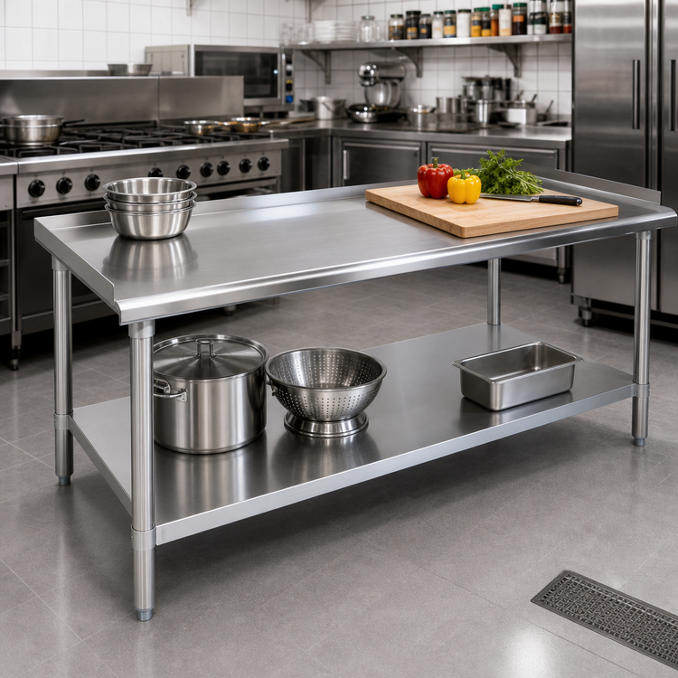 Product image #2 for Stallion 60-Inch x 30-Inch Stainless Steel Equipment Stand with Adjustable Undershelf