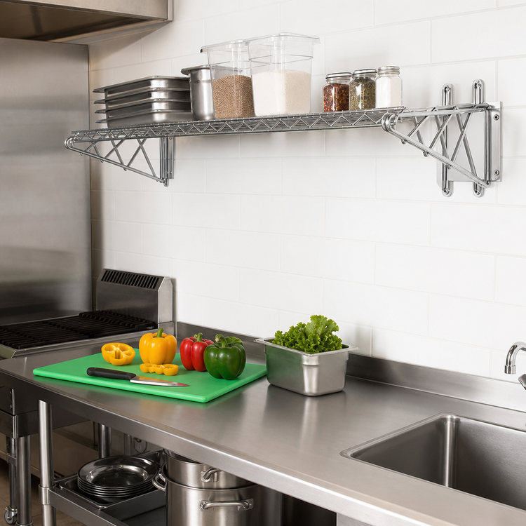 Product image #2 for Advance Tabco Special Value Series 18-Inch Heavy-Duty Double Mount Chrome Plated Wire Shelving Wall Bracket