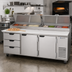 Thumbnail image #2 for Beverage-Air 93-Inch Three-Section Pizza Prep Table with 2 Doors, 3 Drawers, and 19-Inch Cutting Board