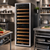 Thumbnail image #2 for Omcan Vinovero 180-Bottle Dual Zone Commercial Wine Cooler with Locking Stainless Steel-Framed Glass Door