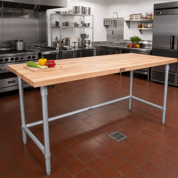 Product image #2 for John Boos JNB17A Wood Top Work Table with Galvanized Base, 108 x 36 Inches, 1-1/2 Inch Thick Maple Top