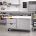 Thumbnail image #3 for Beverage-Air SPED60HC-16C-2 Two-Section Sandwich Prep Table with 17-Inch Cutting Board, 1 Door, 2 Drawers