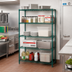 Thumbnail image #2 for Quantum Stationary Wire Shelving Starter Kit, 36 x 36 x 86 Inches, 5 Shelves, Green Epoxy Antimicrobial Finish