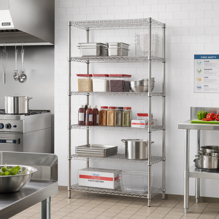 Product image #2 for Eagle Group 5-Tier Stationary Starter Wire Shelving Unit, 60W x 18D x 74H, Stainless Steel Finish