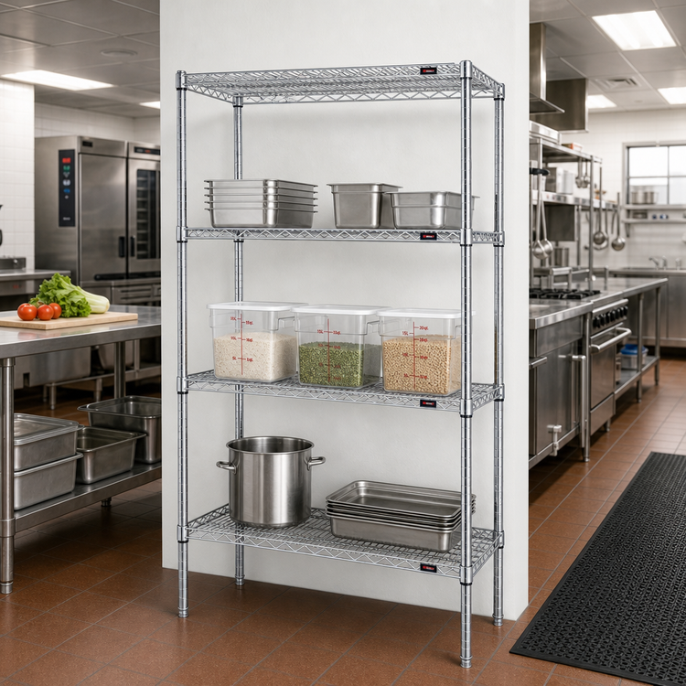 Product image #2 for Eagle Group 4-Tier Wire Shelving Starter Unit, 24 x 18 x 74 Inches, Chrome-Plated