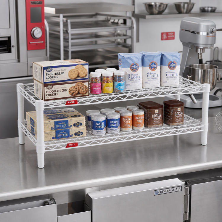 Product image #2 for Eagle Group QuadTruss Front Case Merchandise Wire Shelving Unit, 2-Tier, 30 x 14 x 14 Inches, White Epoxy