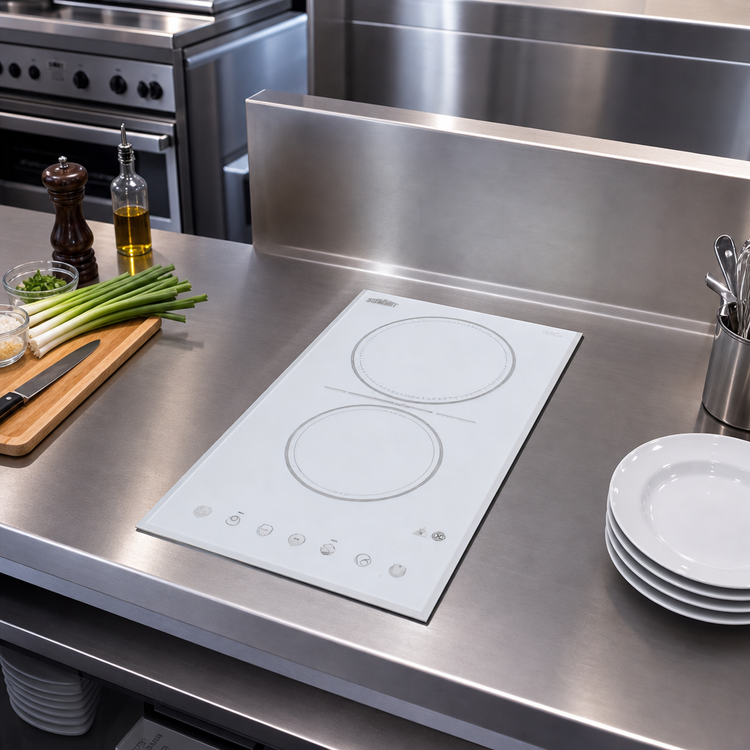 Product image #2 for Summit Commercial 2-Burner Built-In Radiant Electric Cooktop, White Ceramic Glass, 230V