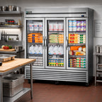 Thumbnail image #2 for True General Foodservice T-72G-HC~FGD01 Three-Section Framed Glass Door Reach-In Refrigerator, Self-Contained Bottom Mount