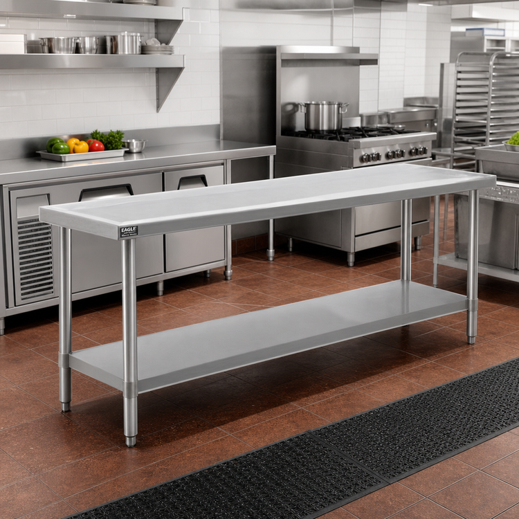 Product image #2 for Eagle Spec-Master Marine Series Stainless Steel Work Table with Adjustable Undershelf, 108 x 24 Inches