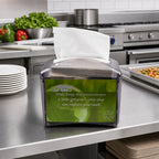 Thumbnail image #2 for CFS Brands Venue H4004TBK Tabletop Mini Interfold Napkin Dispenser, Plastic, 200-250 Capacity, Advertisement Slot, Translucent Black Pearl Case of 6