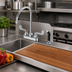 Thumbnail image #2 for T&S Brass B-1170 4-Inch Center Deck-Mount Workboard Faucet with Swivel Gooseneck, Diverter, Side Spray, and Wrist Handles