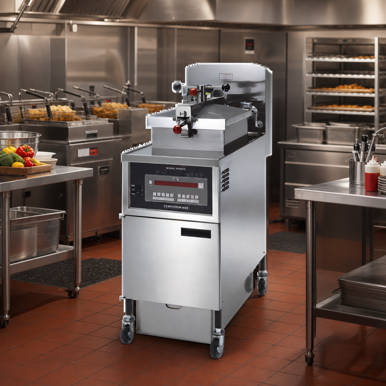 Product image #2 for Henny Penny PFE-500 4-Head Electric Pressure Fryer with Built-In Filtration and Computron 1000 Control