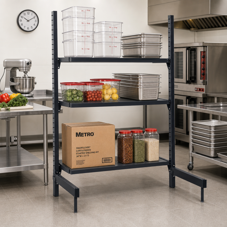 Product image #2 for Metro SmartLever Cantilevered Starter Shelving Kit for 36"W x 21"D Shelves