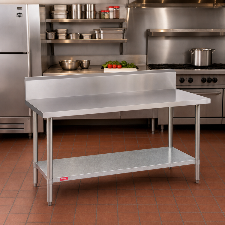 Product image #2 for Duke 108-Inch x 30-Inch Stainless Steel Work Table with 10-Inch Riser and Galvanized Undershelf