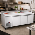Thumbnail image #2 for Hurakan by Equip.me 92-Inch 3-Door Pizza Prep Table with Electronic Control