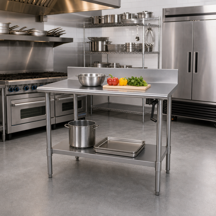 Product image #2 for Eagle AdjusTable ADA Ergonomic Height Adjustable Stainless Steel Work Table with 4-Inch Backsplash, 48 x 30 Inches