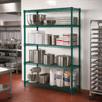 Thumbnail image #2 for Quantum WR74-3672P-5 Wire Shelving Starter Kit, 72"W x 36"D x 74"H, 5 Shelves, Stationary, Green Epoxy