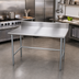 Thumbnail image #2 for 48-Inch x 24-Inch 14-Gauge 304 Stainless Steel Work Table with 5-Inch Backsplash and Galvanized Open Base