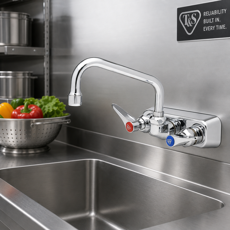 Product image #2 for T&S Brass B-1105 Back-Mounted Workboard Faucet with 6-Inch Swing Nozzle