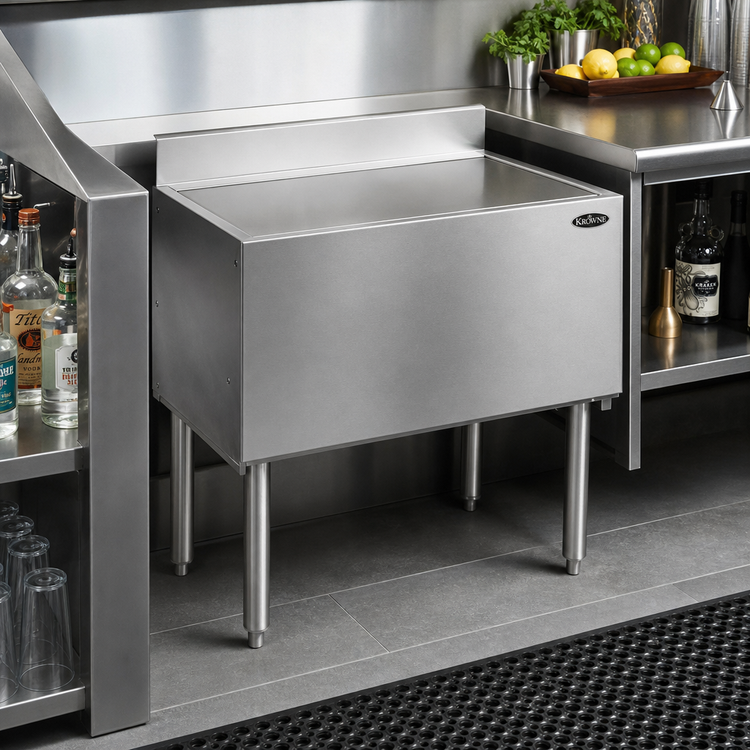 Product image #2 for Krowne Silver Series Insulated Bar Ice Bin with Full Sliding Cover, 30" Wide x 12" Deep