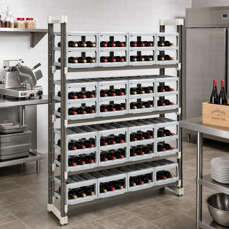 Product image #2 for Cambro Camshelving Elements Xtra Stationary Wine Rack Unit, 14 x 48 x 72 Inches, 144-Bottle Capacity