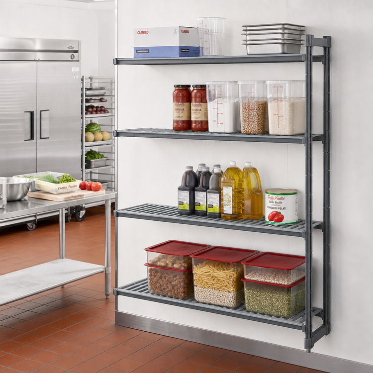 Product image #2 for Cambro Camshelving Basics Plus 4-Shelf Stationary Add-On Unit, 21 x 60 x 84 Inches, Brushed Graphite