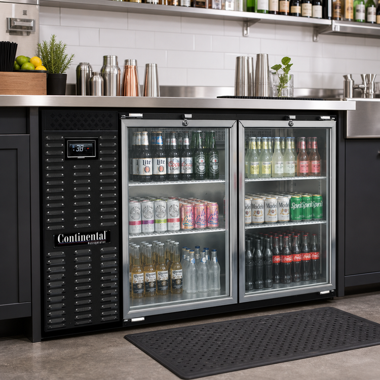 Product image #2 for Continental Refrigerator BB50NGD 50" Black Enamel 2-Glass Door Back Bar Cooler