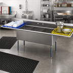 Thumbnail image #3 for Koolmore KM-SC182414-24B3 102-Inch 3-Compartment Commercial Sink, 18-Gauge 304 Stainless Steel, Dual Drainboards, Backsplash