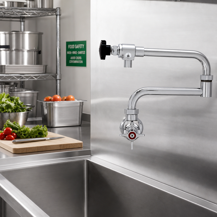 Product image #2 for Fisher 5730 Wall-Mount Single-Hole Faucet with 10 in. Control Swing Spout and 10 in. Double-Jointed Spout