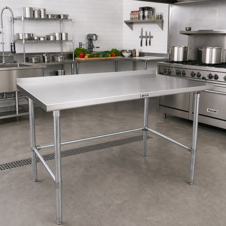 Product image #2 for John Boos Stallion 84-Inch x 36-Inch Stainless Steel Work Table with 1-1/2-Inch Rear Riser