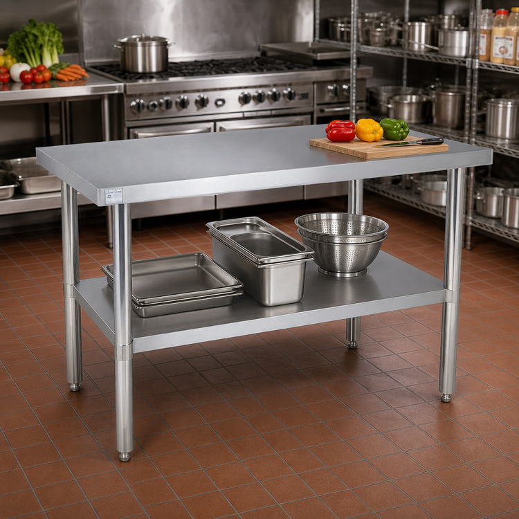 Product image #2 for Heavy-Duty 48-Inch x 30-Inch Flat Top Stainless Steel Work Table with Undershelf