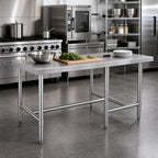 Thumbnail image #2 for Klinger's Trading HST2472 72-Inch x 24-Inch 18-Gauge 430 Stainless Steel Work Table with Open H-Frame Base