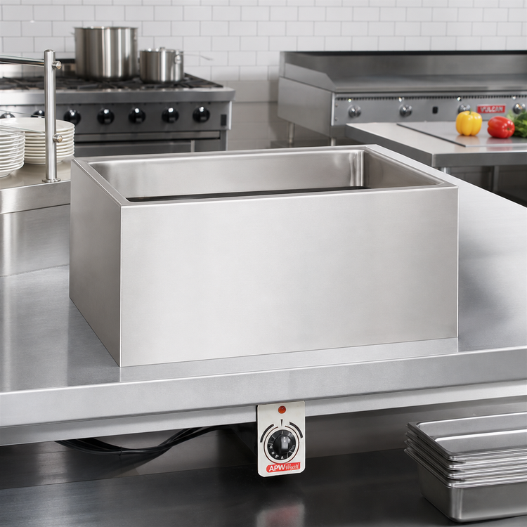 Product image #2 for APW Wyott BM-80CULS Built-In Electric Hot Food Well, Single 12 x 20 Pan, Bottom Mount, Square Corner, No Drain