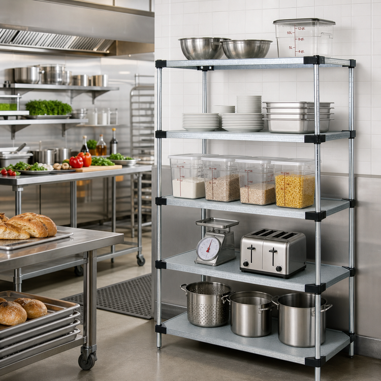 Product image #2 for Quantum Stationary Solid Shelving Starter Kit, 30 x 18 x 86 Inches, 5 Shelves