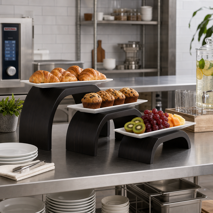 Product image #3 for American Metalcraft Upton Collection Espresso Wood Arch Buffet Riser Set of 3