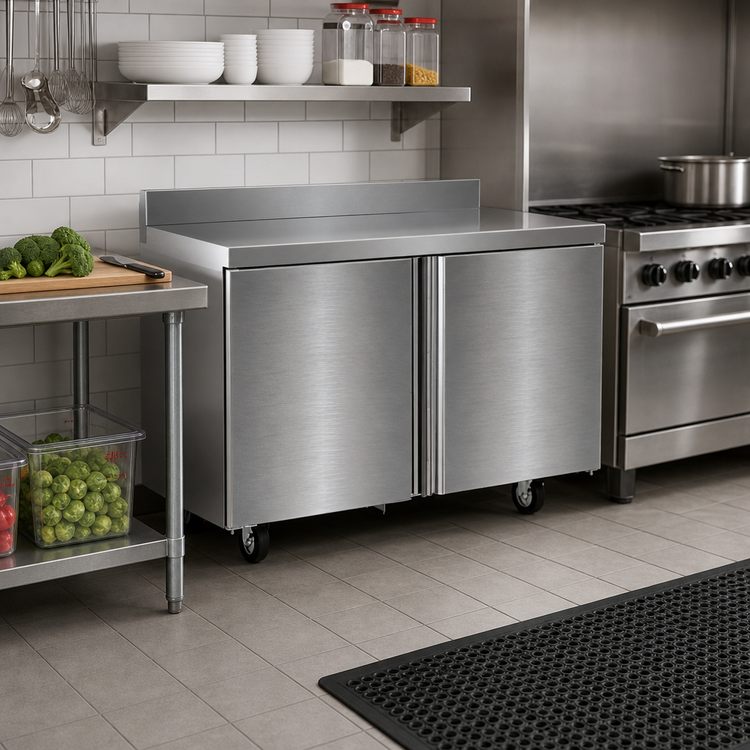 Product image #2 for Delfield ST4548NP Two-Section 48-Inch Worktop Freezer with 2 Doors and 4-Inch Backsplash