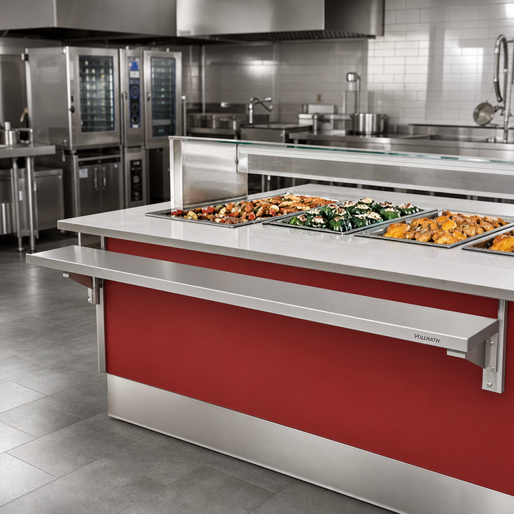 Product image #2 for Vollrath 4-Series Signature Server ADA Customer-Side Plate Rest with Lift-Off Bracket, 74" W x 7" D