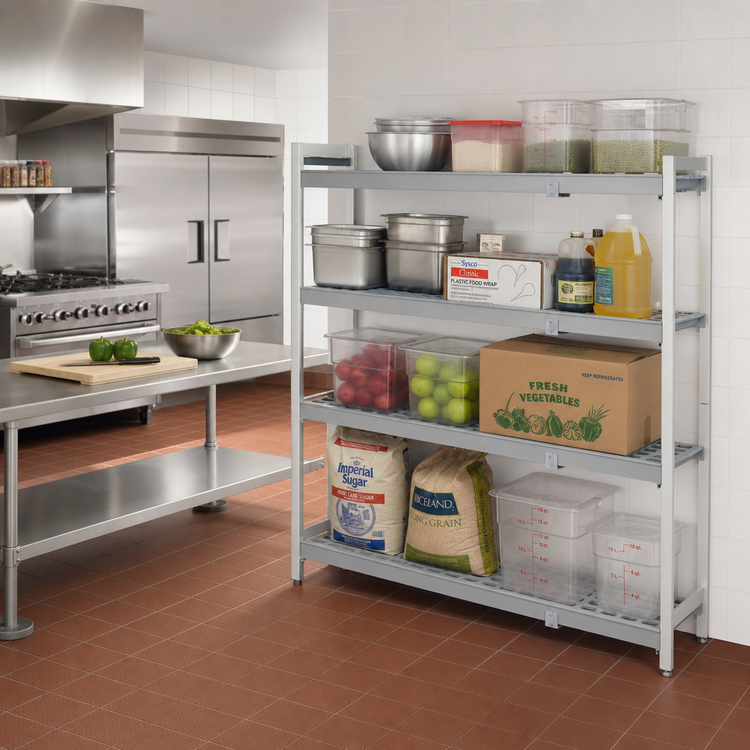 Product image #2 for Fermostock 4-Tier Corner Expansion Polymer Shelving Unit, 59"W x 22"D x 71"H