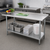Thumbnail image #2 for Advance Tabco 108-Inch x 24-Inch Stainless Steel Work Table with 1-1/2-Inch Rear Splash and Galvanized Undershelf