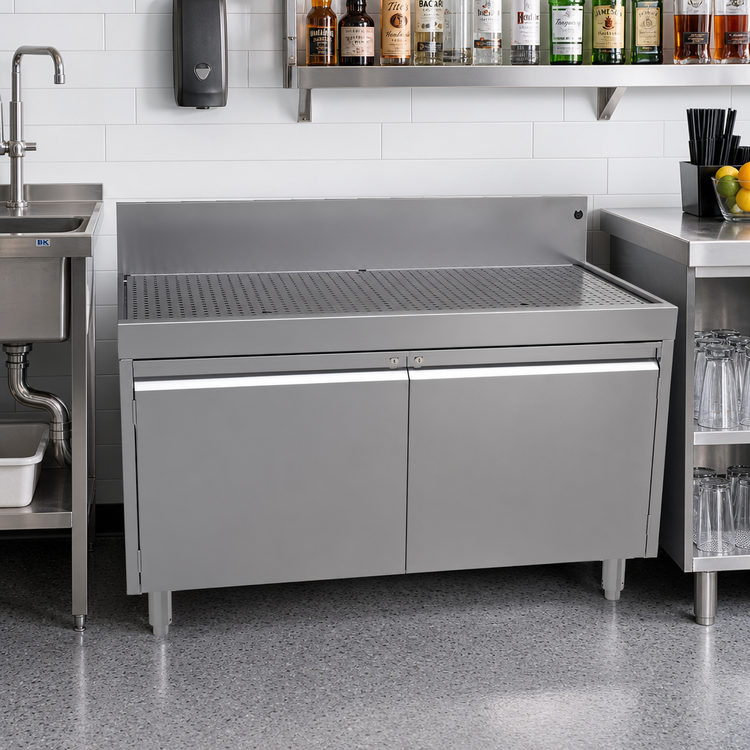 Product image #2 for Glastender 48-Inch Stainless Steel Underbar Drainboard Cabinet Base with Hinged Doors