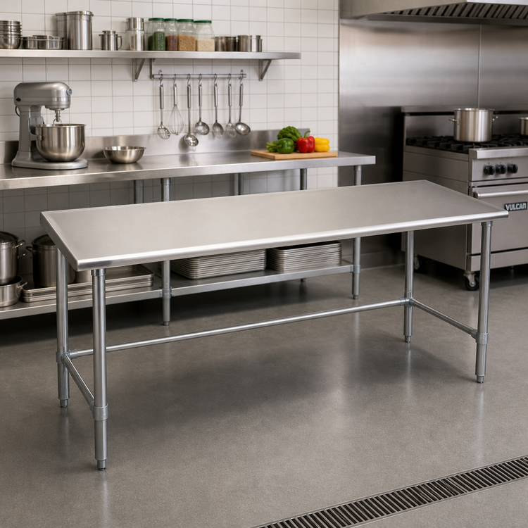 Product image #2 for Spec-Master Stainless Steel Commercial Work Table, 120 x 30 Inches, 14 Gauge Top