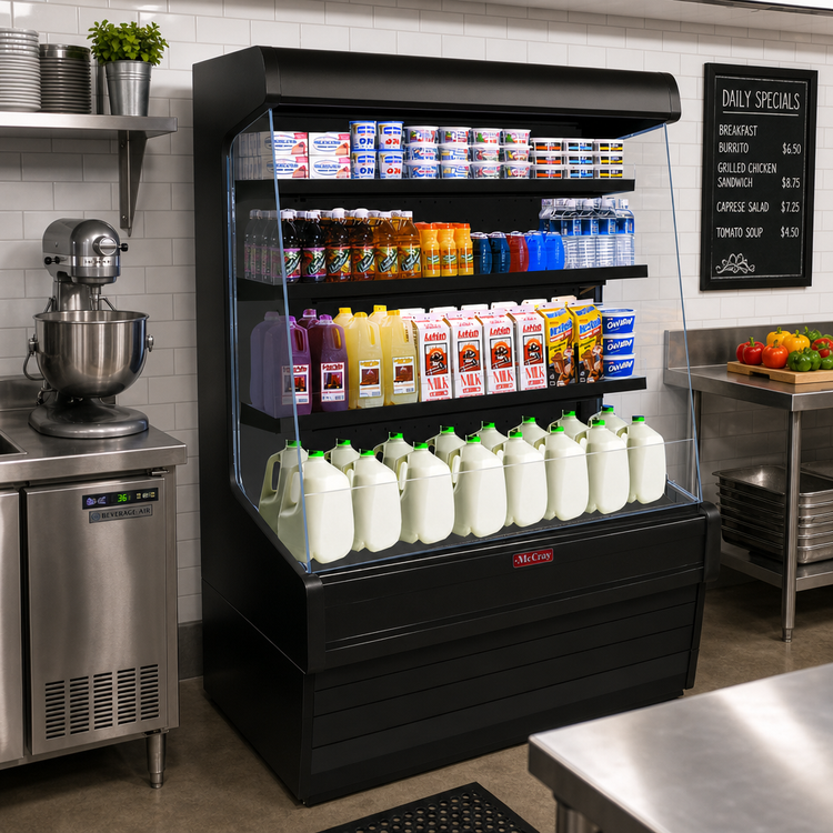 Product image #2 for Howard-McCray 30E Series SC-OD30E-6-SL-S Self-Contained Rear-Loading Open Merchandiser, 75-Inch Stainless Steel